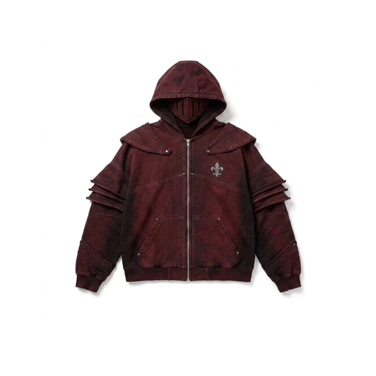 FORGET RED ZIP HOODIE-Brown