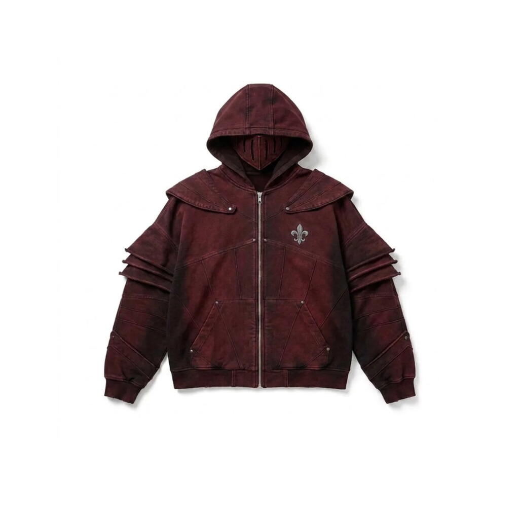 FORGET RED ZIP HOODIE-Red